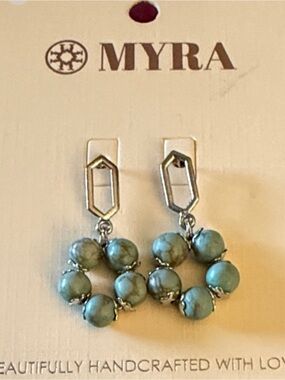 Myra, Sea Green Five Petals Earrings
